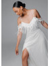 Cold Shoulder Ivory Bohemian Wedding Dress